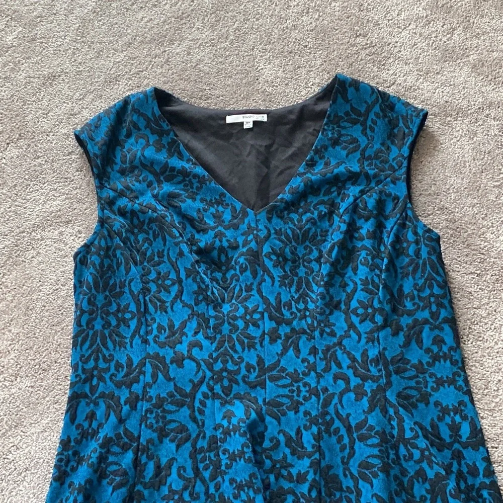 Studio One New York Black & Teal Lace Fit & Flare Dress SIZE 18W - Picture 3 of 7